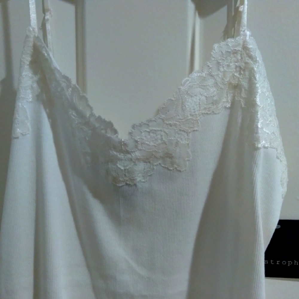 Apostrophe 100% cotton lace white cami